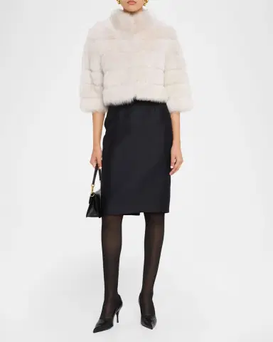 Gorski Lamb Shearling 3/4-Sleeve Crop Coat | Thumbnail 2 Gorski Lamb Shearling 3/4-Sleeve Crop Coat | Thumbnail 2