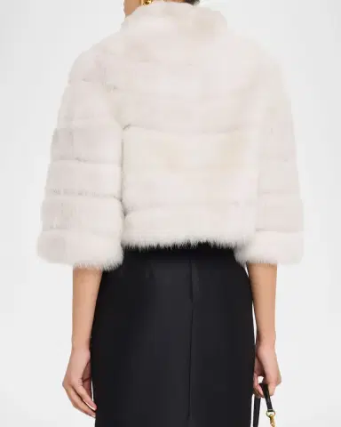 Gorski Lamb Shearling 3/4-Sleeve Crop Coat | Thumbnail 3 Gorski Lamb Shearling 3/4-Sleeve Crop Coat | Thumbnail 3