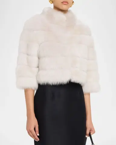 Gorski Lamb Shearling 3/4-Sleeve Crop Coat | Thumbnail 4 Gorski Lamb Shearling 3/4-Sleeve Crop Coat | Thumbnail 4