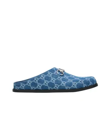 Gucci GG Denim Mules with Horsebit | Thumbnail 1 Gucci GG Denim Mules with Horsebit | Thumbnail 1