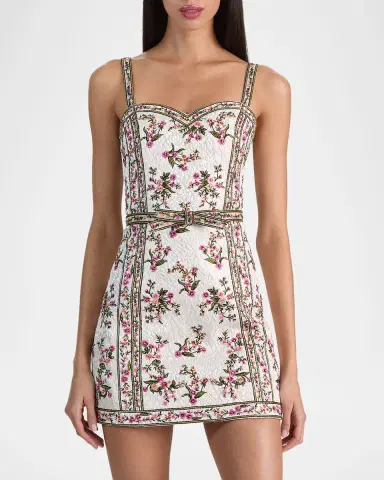 ALICE + OLIVIA Katia Embroidered Jacquard Mini Dress | Thumbnail 4 ALICE + OLIVIA Katia Embroidered Jacquard Mini Dress | Thumbnail 4