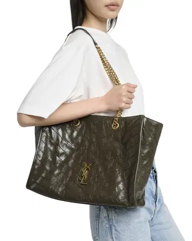 Saint Laurent Niki YSL Chevron Quilted Shopping Tote Bag | Thumbnail 1 Saint Laurent Niki YSL Chevron Quilted Shopping Tote Bag | Thumbnail 1