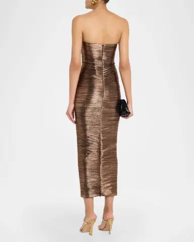 Retrofête Calypsa Strapless Lamé Midi Dress | Thumbnail 3 Retrofête Calypsa Strapless Lamé Midi Dress | Thumbnail 3