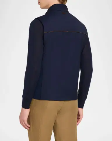 Maurizio Baldassari Men's Summer Full-Zip Vest with Knit Sides | Thumbnail 3 Maurizio Baldassari Men's Summer Full-Zip Vest with Knit Sides | Thumbnail 3