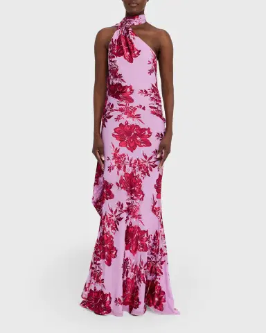 Retrofête Lorenna Floral One-Shoulder Scarf Gown | Thumbnail 2 Retrofête Lorenna Floral One-Shoulder Scarf Gown | Thumbnail 2