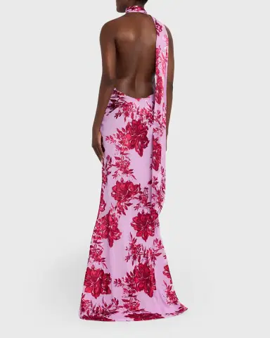 Retrofête Lorenna Floral One-Shoulder Scarf Gown | Thumbnail 3 Retrofête Lorenna Floral One-Shoulder Scarf Gown | Thumbnail 3