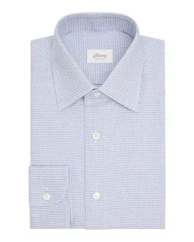 Brioni Men's Cotton Textured-Check Point Collar Dress Shirt | Thumbnail 3 Brioni Men's Cotton Textured-Check Point Collar Dress Shirt | Thumbnail 3