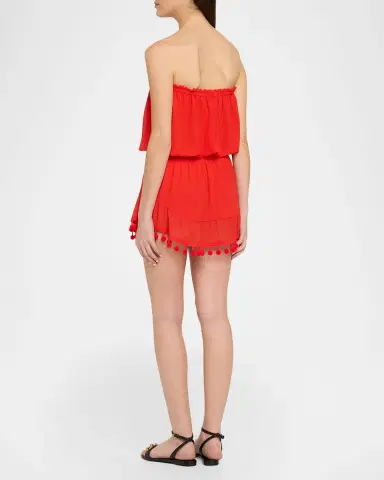 Ramy Brook Marcie Strapless Coverup Dress with Pompoms | Thumbnail 3 Ramy Brook Marcie Strapless Coverup Dress with Pompoms | Thumbnail 3