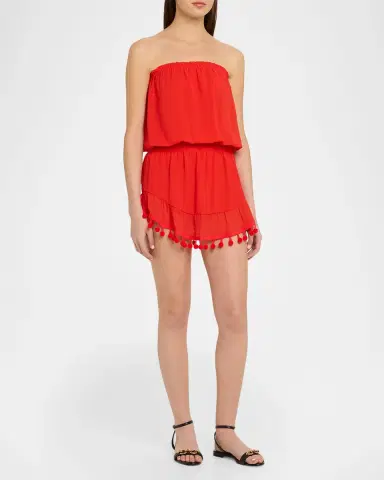 Ramy Brook Marcie Strapless Coverup Dress with Pompoms | Thumbnail 4 Ramy Brook Marcie Strapless Coverup Dress with Pompoms | Thumbnail 4