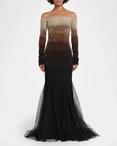 Pamella Roland Ombre Signature Sequin Illusion Trumpet Gown | Thumbnail 2 Pamella Roland Ombre Signature Sequin Illusion Trumpet Gown | Thumbnail 2