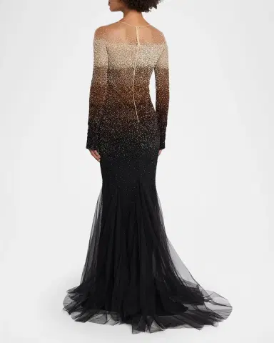 Pamella Roland Ombre Signature Sequin Illusion Trumpet Gown | Thumbnail 3 Pamella Roland Ombre Signature Sequin Illusion Trumpet Gown | Thumbnail 3