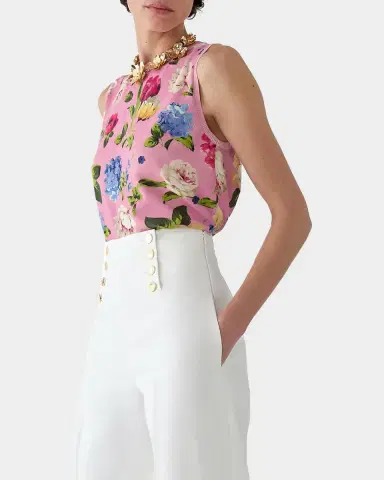 Carolina Herrera Floral-Print Knit Crewneck Tank Top | Thumbnail 5 Carolina Herrera Floral-Print Knit Crewneck Tank Top | Thumbnail 5