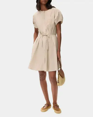 Loewe x Paula's Ibiza Anagram Puff-Sleeve Pleated Mini Shirtdress | Thumbnail 2 Loewe x Paula's Ibiza Anagram Puff-Sleeve Pleated Mini Shirtdress | Thumbnail 2