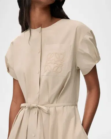 Loewe x Paula's Ibiza Anagram Puff-Sleeve Pleated Mini Shirtdress | Thumbnail 4 Loewe x Paula's Ibiza Anagram Puff-Sleeve Pleated Mini Shirtdress | Thumbnail 4