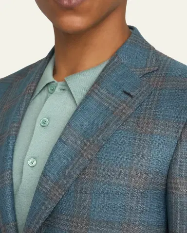 Brioni Men's Wool Plaid Single-Breasted Sport Coat | Thumbnail 5 Brioni Men's Wool Plaid Single-Breasted Sport Coat | Thumbnail 5