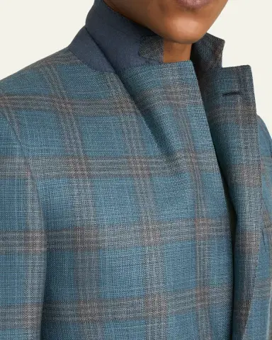 Brioni Men's Wool Plaid Single-Breasted Sport Coat | Thumbnail 7 Brioni Men's Wool Plaid Single-Breasted Sport Coat | Thumbnail 7