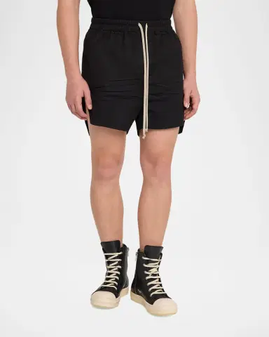 Rick Owens Men's Cotton Maxi-Drawstring Shorts | Thumbnail 4 Rick Owens Men's Cotton Maxi-Drawstring Shorts | Thumbnail 4