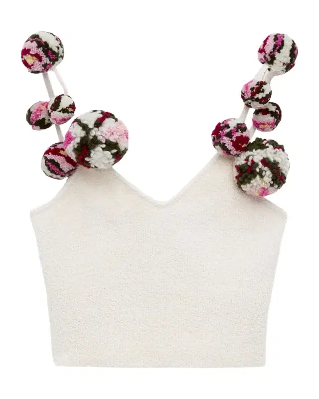 x Paula 's Ibiza Pom-Pom Knit Crop Top x Paula 's Ibiza Pom-Pom Knit Crop Top