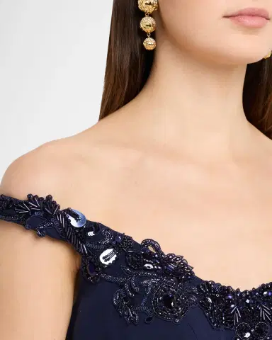 Pamella Roland Embroidered Sleeveless Crepe Column Gown | Thumbnail 5 Pamella Roland Embroidered Sleeveless Crepe Column Gown | Thumbnail 5