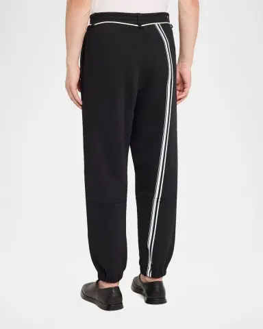 MORDECAI Men's Fleece Stripe-Trim Drawcord Joggers | Thumbnail 3 MORDECAI Men's Fleece Stripe-Trim Drawcord Joggers | Thumbnail 3