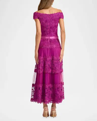 Tadashi Shoji Off-the-Shoulder Cap-Sleeve Lace Midi Dress | Thumbnail 2 Tadashi Shoji Off-the-Shoulder Cap-Sleeve Lace Midi Dress | Thumbnail 2