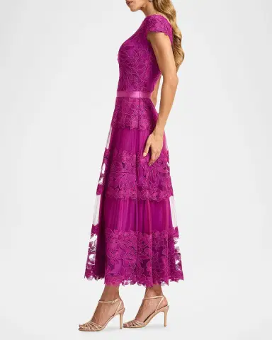 Tadashi Shoji Off-the-Shoulder Cap-Sleeve Lace Midi Dress | Thumbnail 5 Tadashi Shoji Off-the-Shoulder Cap-Sleeve Lace Midi Dress | Thumbnail 5