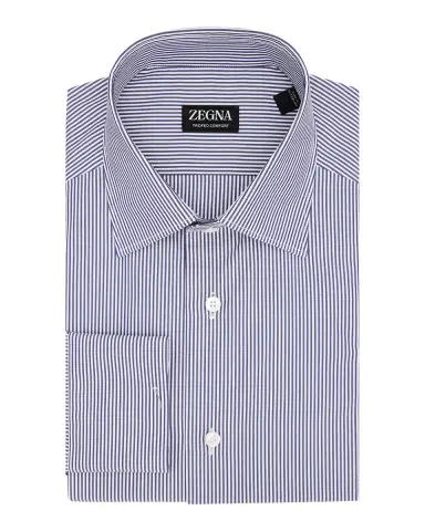 Zegna Men's Trofeo Comfort Cotton Pinstripe Dress Shirt | Thumbnail 3 Zegna Men's Trofeo Comfort Cotton Pinstripe Dress Shirt | Thumbnail 3