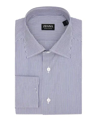 Zegna Men's Trofeo Comfort Cotton Pinstripe Dress Shirt | Thumbnail 1 Zegna Men's Trofeo Comfort Cotton Pinstripe Dress Shirt | Thumbnail 1
