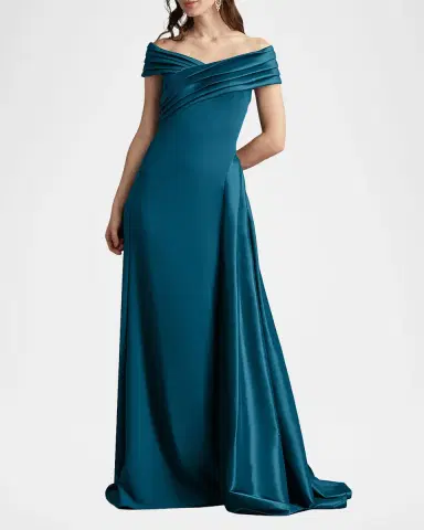 Tadashi Shoji Off-Shoulder Draped Crepe Gown | Thumbnail 2 Tadashi Shoji Off-Shoulder Draped Crepe Gown | Thumbnail 2