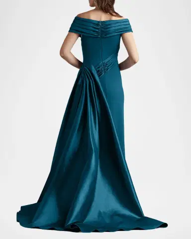 Tadashi Shoji Off-Shoulder Draped Crepe Gown | Thumbnail 3 Tadashi Shoji Off-Shoulder Draped Crepe Gown | Thumbnail 3