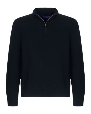 Ralph Lauren Purple Label Piqué-Knit Wool Quarter-Zip Sweater | Thumbnail 1 Ralph Lauren Purple Label Piqué-Knit Wool Quarter-Zip Sweater | Thumbnail 1