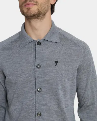 Ami Paris Men's Embroidered-Logo Wool Knit Cardigan | Thumbnail 5 Ami Paris Men's Embroidered-Logo Wool Knit Cardigan | Thumbnail 5