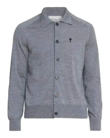 Ami Paris Men's Embroidered-Logo Wool Knit Cardigan | Thumbnail 1 Ami Paris Men's Embroidered-Logo Wool Knit Cardigan | Thumbnail 1