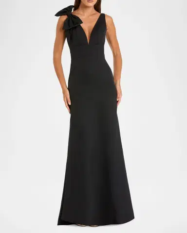 Mac Duggal Plunging Crepe Mermaid Gown | Thumbnail 2 Mac Duggal Plunging Crepe Mermaid Gown | Thumbnail 2