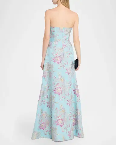 Rickie Freeman for Teri Jon Strapless Metallic Floral Jacquard Gown | Thumbnail 3 Rickie Freeman for Teri Jon Strapless Metallic Floral Jacquard Gown | Thumbnail 3
