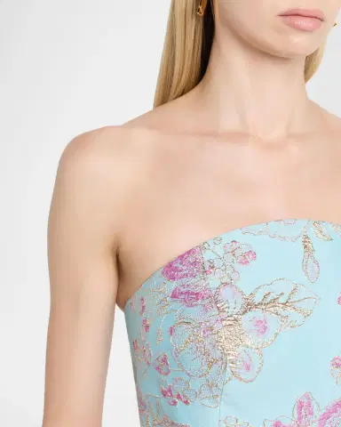Rickie Freeman for Teri Jon Strapless Metallic Floral Jacquard Gown | Thumbnail 5 Rickie Freeman for Teri Jon Strapless Metallic Floral Jacquard Gown | Thumbnail 5