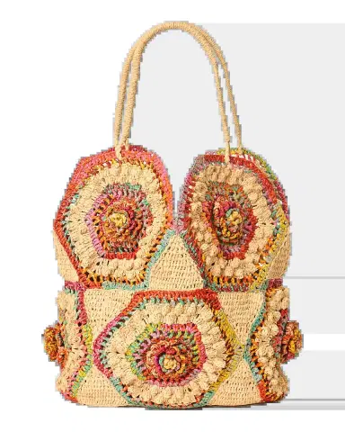 BTB Los Angeles Hazel Floral Woven Raffia Hobo Bag | Thumbnail 2 BTB Los Angeles Hazel Floral Woven Raffia Hobo Bag | Thumbnail 2