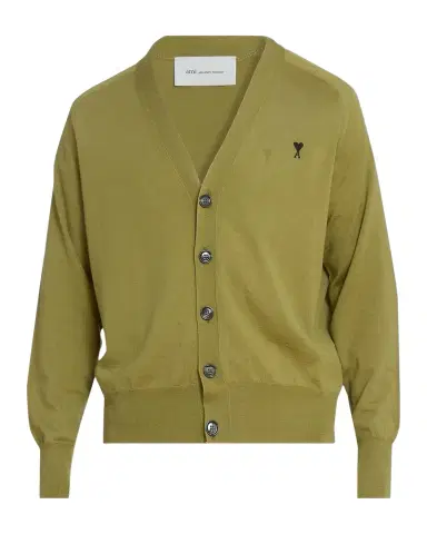 Ami Paris Men's Tonal Embroidered Ami De Coeur Wool Knit Cardigan | Thumbnail 1 Ami Paris Men's Tonal Embroidered Ami De Coeur Wool Knit Cardigan | Thumbnail 1