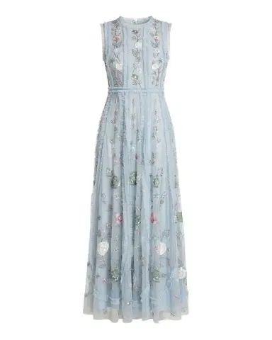 Mac Duggal Ruffle-Trim Floral Beaded Mesh Gown | Thumbnail 1 Mac Duggal Ruffle-Trim Floral Beaded Mesh Gown | Thumbnail 1