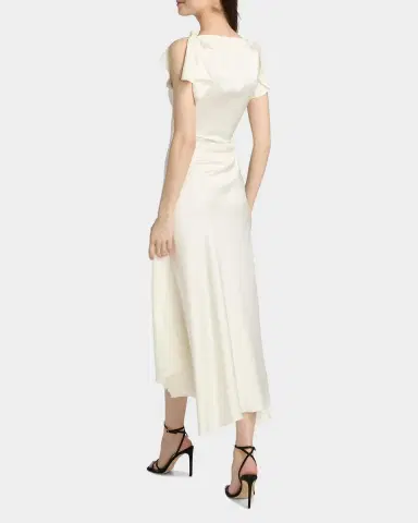 Victoria Beckham Draped Sleeve Satin Midi Dress | Thumbnail 3 Victoria Beckham Draped Sleeve Satin Midi Dress | Thumbnail 3