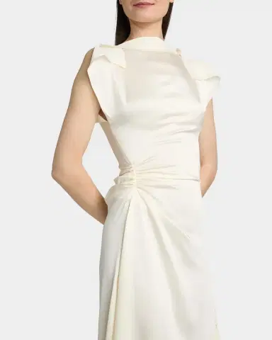 Victoria Beckham Draped Sleeve Satin Midi Dress | Thumbnail 5 Victoria Beckham Draped Sleeve Satin Midi Dress | Thumbnail 5
