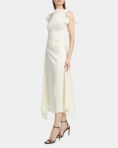 Victoria Beckham Draped Sleeve Satin Midi Dress | Thumbnail 7 Victoria Beckham Draped Sleeve Satin Midi Dress | Thumbnail 7