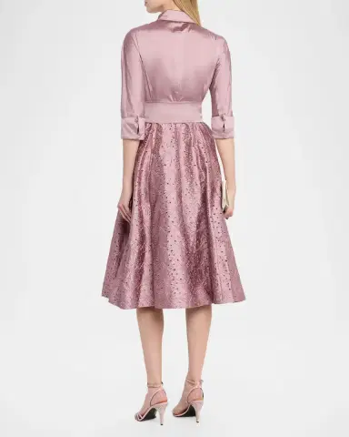 Rickie Freeman for Teri Jon Taffeta Shirt Dress w/ Eyelet Skirt | Thumbnail 3 Rickie Freeman for Teri Jon Taffeta Shirt Dress w/ Eyelet Skirt | Thumbnail 3