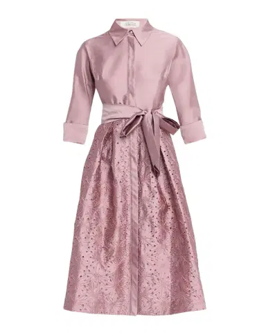 Rickie Freeman for Teri Jon Taffeta Shirt Dress w/ Eyelet Skirt | Thumbnail 1 Rickie Freeman for Teri Jon Taffeta Shirt Dress w/ Eyelet Skirt | Thumbnail 1