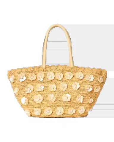 BTB Los Angeles Dottie Floral Applique Woven Tote Bag | Thumbnail 2 BTB Los Angeles Dottie Floral Applique Woven Tote Bag | Thumbnail 2
