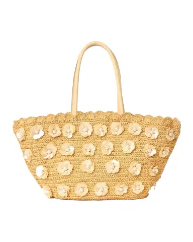 BTB Los Angeles Dottie Floral Applique Woven Tote Bag | Thumbnail 1 BTB Los Angeles Dottie Floral Applique Woven Tote Bag | Thumbnail 1