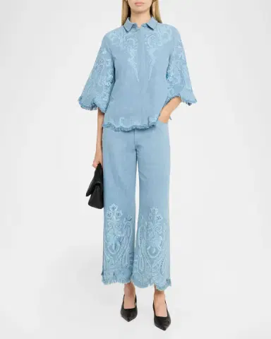 Kobi Halperin Hadley Floral Embroidered Denim Blouse | Thumbnail 2 Kobi Halperin Hadley Floral Embroidered Denim Blouse | Thumbnail 2