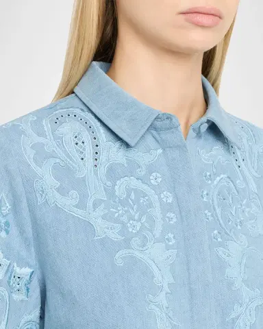 Kobi Halperin Hadley Floral Embroidered Denim Blouse | Thumbnail 5 Kobi Halperin Hadley Floral Embroidered Denim Blouse | Thumbnail 5