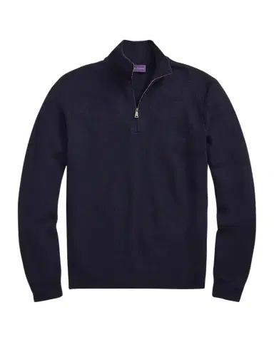 Ralph Lauren Purple Label Piqué-Knit Wool Quarter-Zip Sweater | Thumbnail 1 Ralph Lauren Purple Label Piqué-Knit Wool Quarter-Zip Sweater | Thumbnail 1