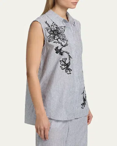 Kobi Halperin Aerin Striped Floral-Embroidered Blouse | Thumbnail 7 Kobi Halperin Aerin Striped Floral-Embroidered Blouse | Thumbnail 7